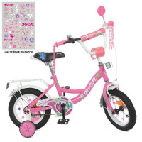 Велосипед детский PROF1 12д. Y12301N, Blossom, SKD45, фонарь, звонок, зеркало, доп. колеса, розовый