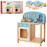 Деревянная игрушка Кухня MD 2389, плита, духовка, мойка, посуда, в коробке