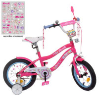 Велосипед дитячий PROF1 14д. Y14242, Unicorn, SKD45, малиновий, дзвінок, ліхтар, доп. колеса