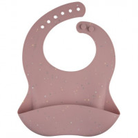 Canpol babies Слюнявчик силиконовый с карманом DOTS - розовый, 51/029_pin