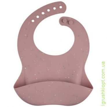 Canpol babies Слюнявчик силиконовый с карманом DOTS - розовый, 51/029_pin