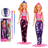Кукла типа Барби арт. A650, 2 вида, Русалочка, с пайетками, пряди для волос, коробка 14*5*32,5 см, размер игрушки - 29 см