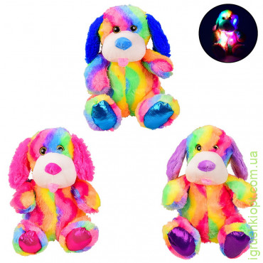 Мягкая игрушка BL0918 собачка со светом - 26 см, 3 цвета