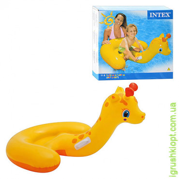 Детская надувная лодочка - плотик "Жираф", два удобных держателя, INTEX