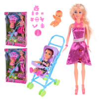 Кукла типа Барби арт. 131-2, 2 вида, куколки, коляска, аксессуары, коробка 32, 5*20*7 см