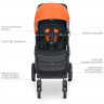 Детская коляска ME 1053N DYNAMIC PRO Orange, до 22 кг, прогулочная, регул. ручка, 3 положения спинки, черная рама, оранжевая