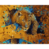 Картина за номерами Strateg ПРЕМІУМ Втомлений леопард розміром 40х50 см (GS1008)