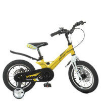 Велосипед детский PROF1 14д. LMG14238, Hunter, SKD85, магн. рама, вилка, диск. тормоз, звонок, доп. колеса, желтый