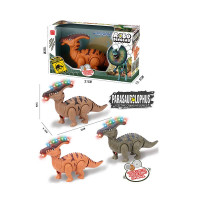Муз. животное 272-002ABC, 3 цвета динозавров, свет., звук, в кор., р-р игрушки – 15*9, 5*26 см