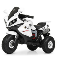 Мотоцикл M 4216AL-1, 2 мотори 25 W, 1 аккум. 6 V 7 AH, музика, світло, MP3, USB, TF, шкіра, білий