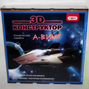 3D дерев`яний конструктор 602 "Космічний корабель - А-ВІНГ" у коробці 27см-27см-4,5см