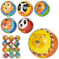 М'яч дитячий фомовий MS 3483, 6,3 см, 6 видів, тварини, упаковка 12 штук