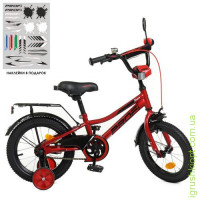 Велосипед дитячий PROF1 14д. Y14221 Prime, червоний, дзвінок, дод. колеса