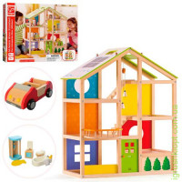 Дерев`яна іграшка Будиночок MD 2006 для ляльки, 3 поверхи, меблі, в кор-ці