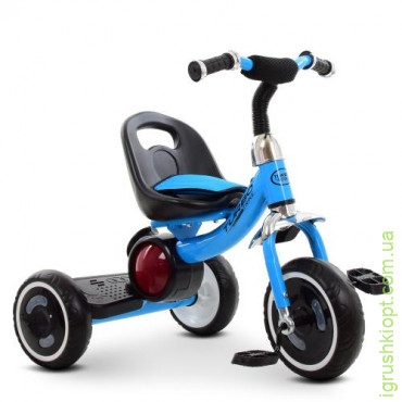Велосипед M 3650-4, три колеса. EVA, світло/муз, зад. підніжка, накладка на сидіння, блакитний