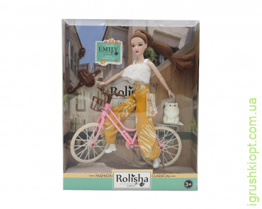 Кукла Emily арт. QJ111D с велосипедом, с аксессуарами, р-р куклы - 29 см, коробка