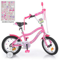 Велосипед дитячий PROF1 14д. Y14241, Unicorn, SKD45, ліхтар, дзвінок, дзеркало, дод. колеса, рожевий