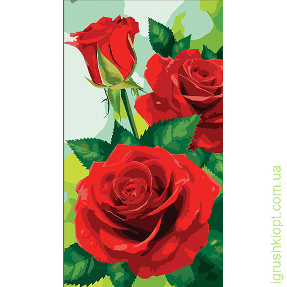 Картина за номерами Strateg Червоні троянди розміром 50х25 см (WW178)