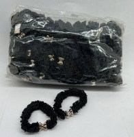 MR-900 Резинки для волос, черные, ребристые, золотой бант