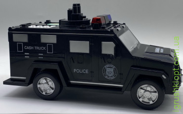 6688-19 Дитячий сейф-скарбничка з кодом та відбитком пальця, у вигляді поліцейської машини