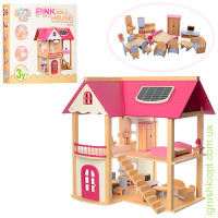 Дерев`яна іграшка будиночок MD 1068, для ляльки, 55-37-53см, меблі, в кор-ці