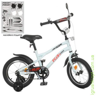 Велосипед дитячий PROF1 14д. Y14251, Urban, SKD45, ліхтар, дзвінок, дзеркало, дод. колеса, білий (мат)