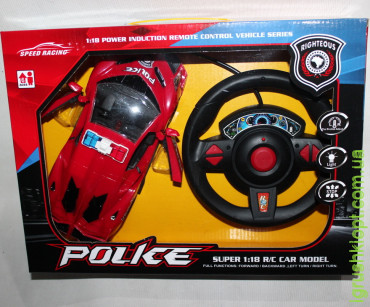 www Машина р/к "POLICE" з кермом, світло, звук, в коробці