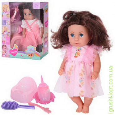 Кукла R321011-1-14, 30 см, горшок, посуда, бутылочка, расческа, пьет-писающий, 2 вида, в коробке
