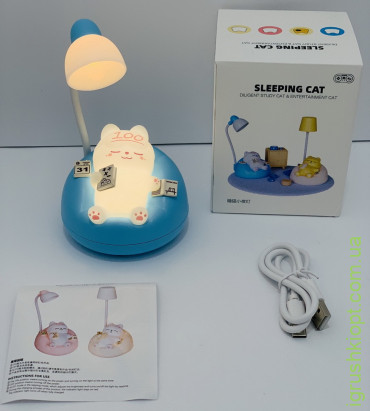 МА24-389 Дитячий нічник "Сплячий кіт", USB, 11*9 см, 4 кольори