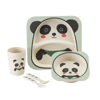 Посуда детская бамбук "Панда" 5 пр./набор (2 тарелки, вилка, ложка, стакан), MH-2770-7