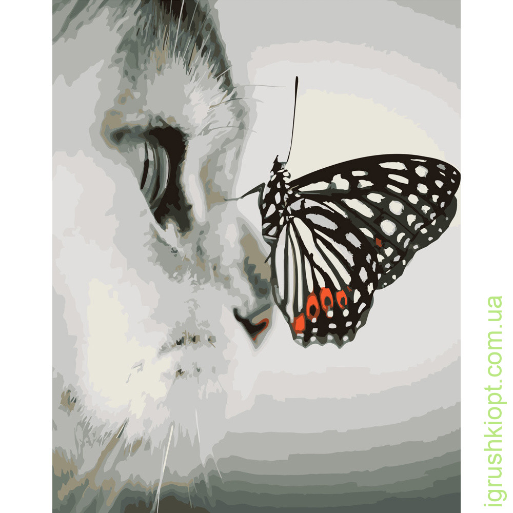 Картина за номерами Strateg ПРЕМІУМ Метелик на носику 2 розміром 40х50 см (DY033)