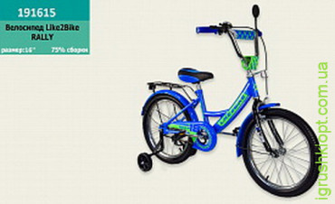 Велосипед дитячий 2-х колісний 16" Like2bike RALLY, синій