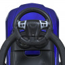 Каталка-толокар M 3901LS-4, 2 в 1 (батьківська ручка), музика, багажник пiд сидiнням, шкiряне сидіння, на батарейці, фарбованний синiй