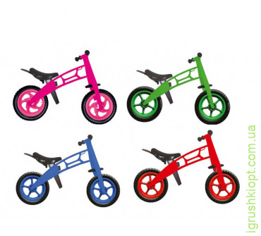 Велобіг з колесам 12" EVA Колір - синій/зелений/червоний/рожевий. У коробці, 11-016, KW