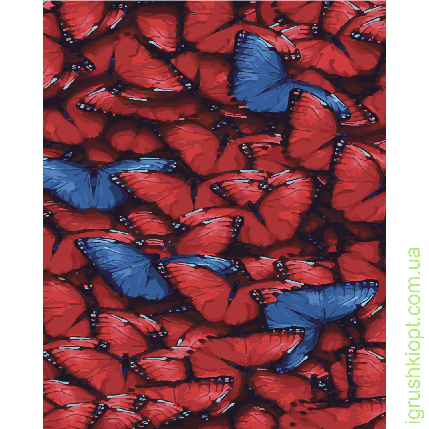 Картина за номерами Strateg Червоні метелики на кольоровому фоні розміром 40х50 см (SY6414)