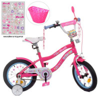 Велосипед дитячий PROF1 14д. Y14242-1 Unicorn, SKD75, малиновий, дзвінок, ліхтар, дод. Колеса