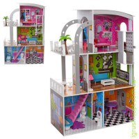Деревянная игрушка домик MD 2012, для куклы, 113-74-29см, 3этажа, мебель, в кор-ке