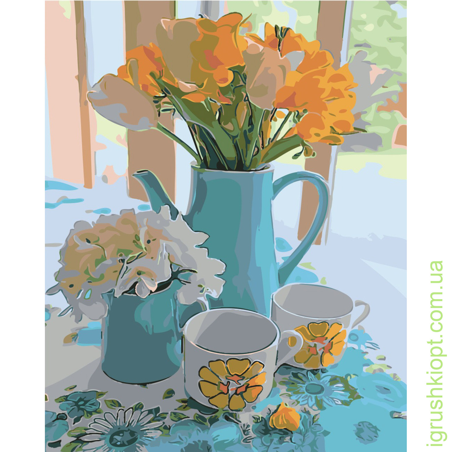 Картина за номерами Strateg Ранкові квіти на кольоровому фоні розміром 40х50 см (SY6424)