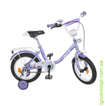 Велосипед дитячий PROF1 14д., Flower, фіолетовий, дзвінок, дод.колеса