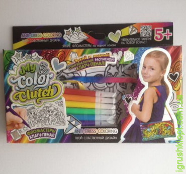 Набір Пенал - розмальовка "My Color Clutch" фломастери, DankO toys