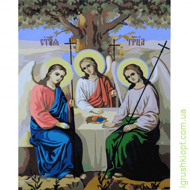 Картина за номерами Strateg ПРЕМІУМ Свята Трійця з лаком розміром 40х50 см (SY6695)