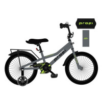 Велосипед детский PROF1 18д. MB 18014, PRIME, SKD45, серый, звонок, фонарь, багажник, дополнительные колеса