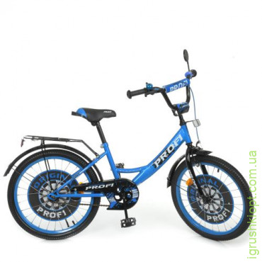 Велосипед детский PROF1 20д. Y2044-1, Original boy, SKD75, фонарь, звонок, зеркало, подножка, сине-черный