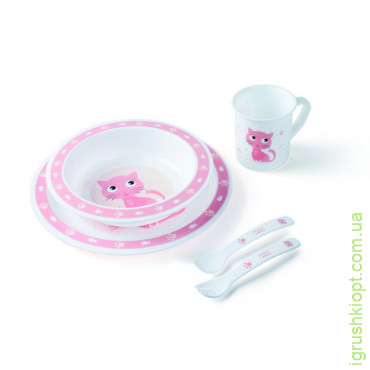 Набір посуду пластиковий столовий Cute Animals - кіцька 4/401_pin