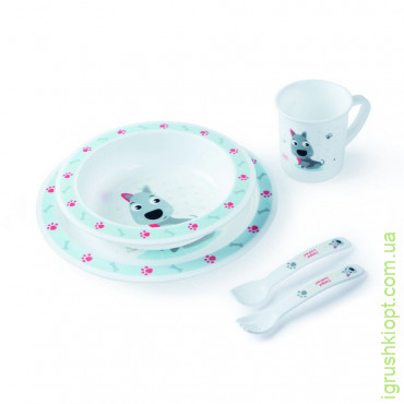 Набір посуду пластиковий столовий Cute Animals - собачка 4/401_blu