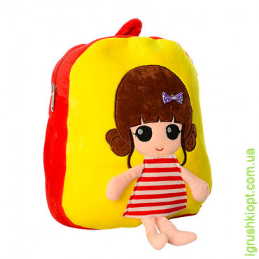 Рюкзак лялька, розмір великий, 30-28-5,5см, 1отд, застіб-блискавка, м`який, 4 кольори, в кульці