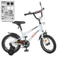 Велосипед детский PROF1 14д. Y14251-1, Urban, SKD75, белый (мат), фонарик, звонок, зеркало, дополнительные колеса