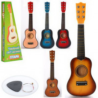 Гітара M 1370 дерев'яна, 52 см, струни 6 штук, запасна струна, медіатор, 3 кольори, в коробці