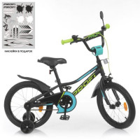 Велосипед дитячий PROF1 18д. Y18224-1, Prime, SKD75, ліхтар, дзвінок, дзеркало, додаткові колеса, чорний (мат)