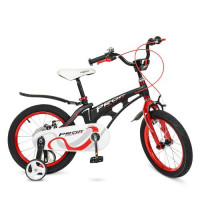 Велосипед дитячий PROF1 16д. LMG16201, Infinity, SKD85, магнієва рама, дзвінок, дод. колеса, чорно-червоний (мат)